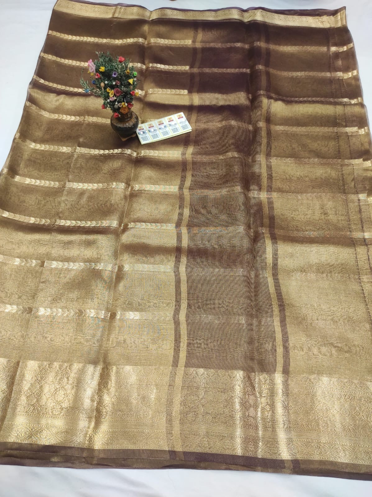 Walnut Banarasi Pure Tissue Silk Saree