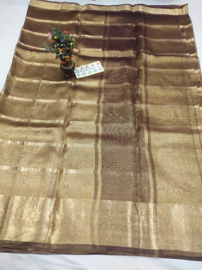 Walnut Banarasi Pure Tissue Silk Saree