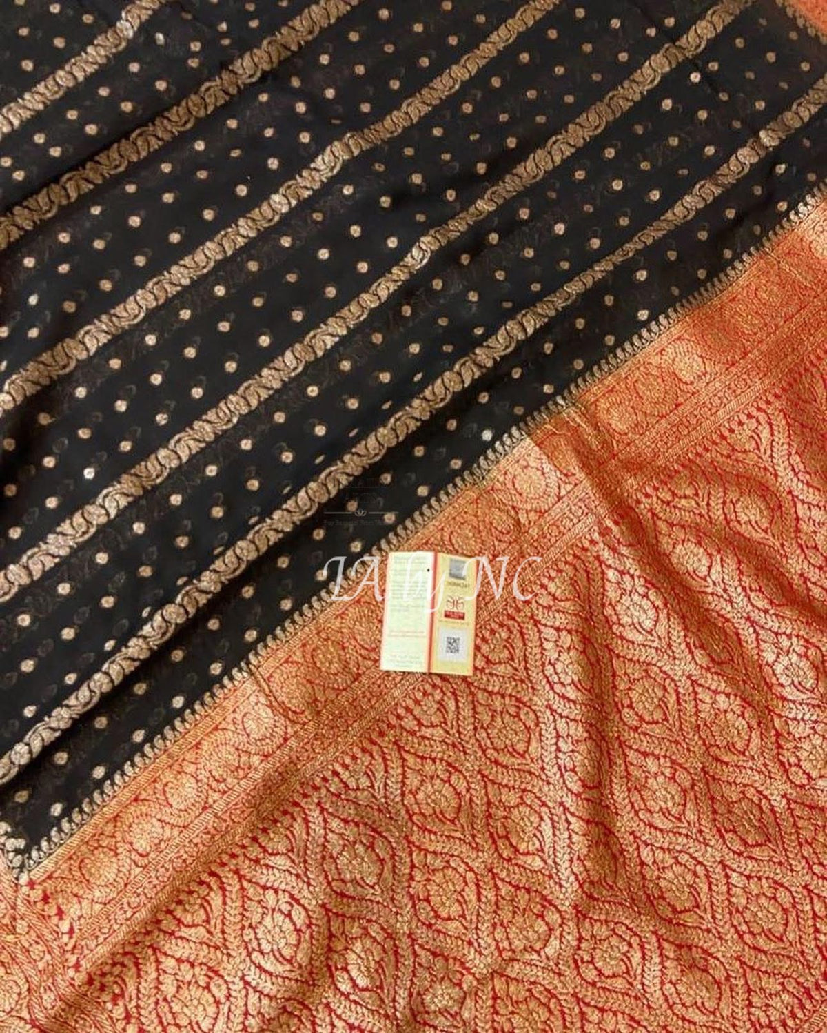 Black Banarasi Pure Khaddi Georgette Saree