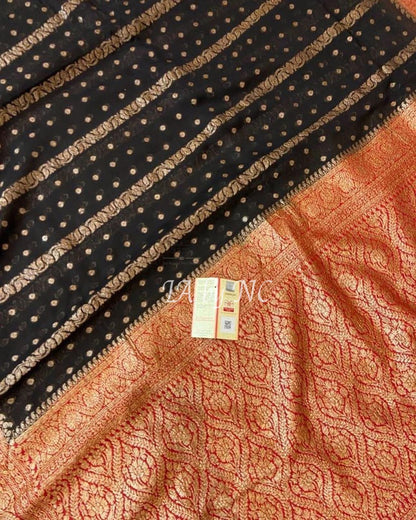 Black Banarasi Pure Khaddi Georgette Saree