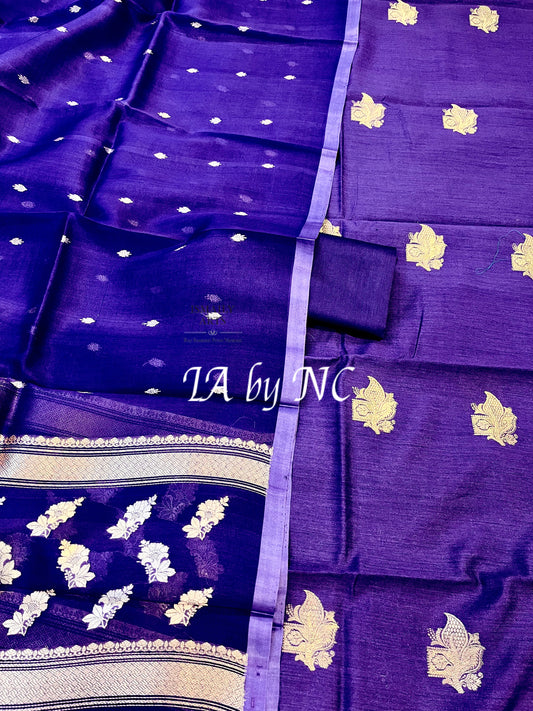 Grape Banarasi Pure Raw Silk Dress Materials