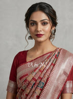 Carmine Banarasi Pure Khaddi Tussar Georgette Meenakari Saree
