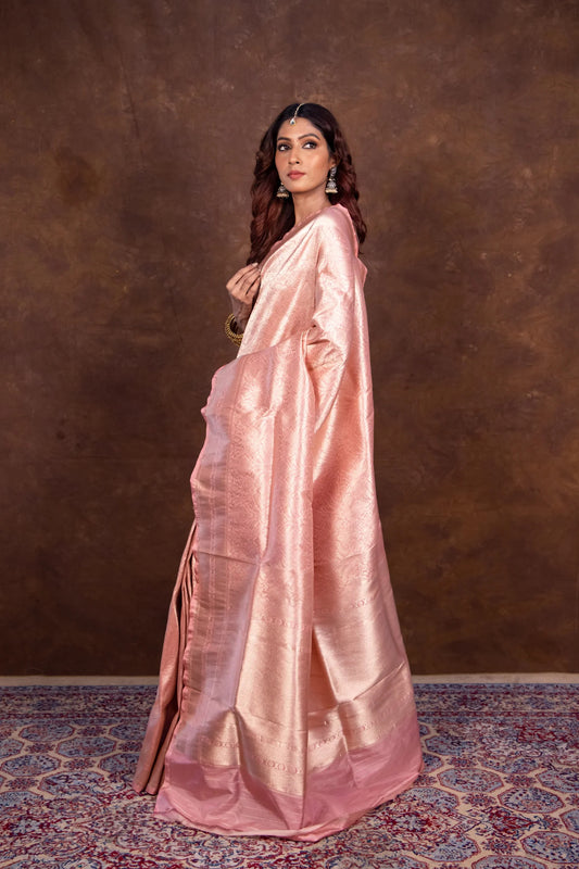 Flamingo Banarasi Pure Katan Silk Brocade Saree