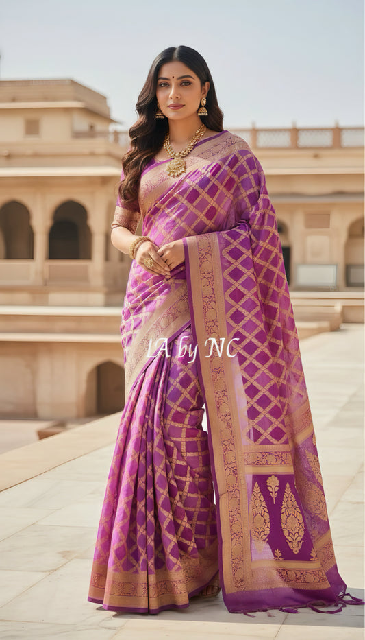 Mulberry Banarasi Pure Khaddi Georgette Saree