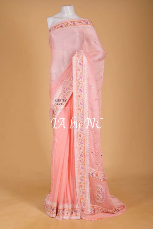 Flamingo Banarasi Pure Khaddi Georgette Saree