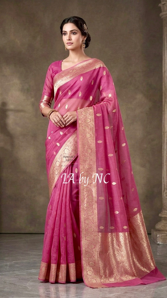 Thulian Banarasi Pure Kora Organza Kadwa Saree