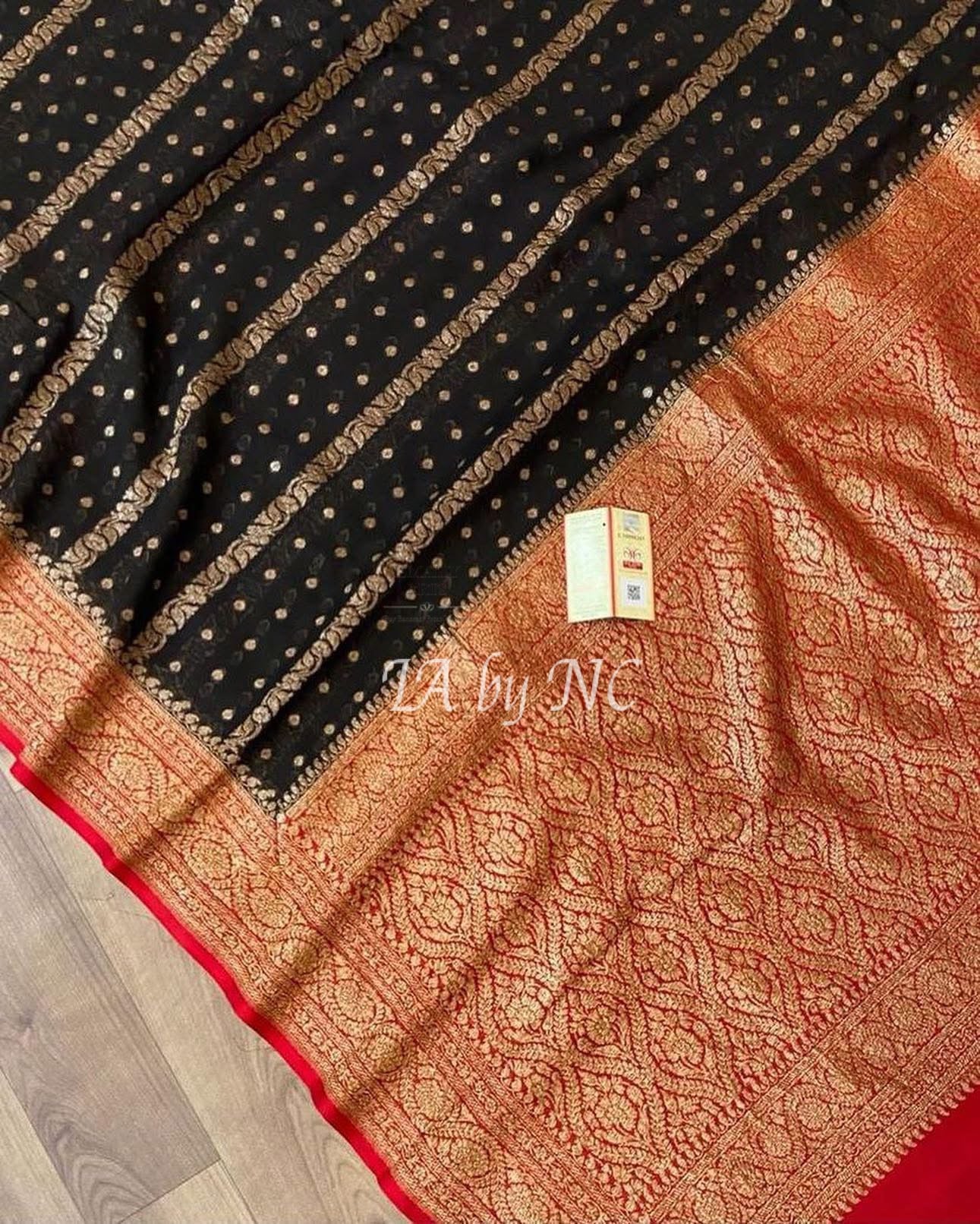 Black Banarasi Pure Khaddi Georgette Saree