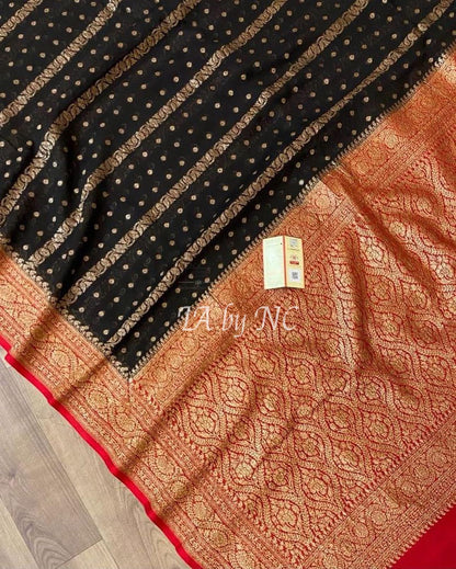 Black Banarasi Pure Khaddi Georgette Saree