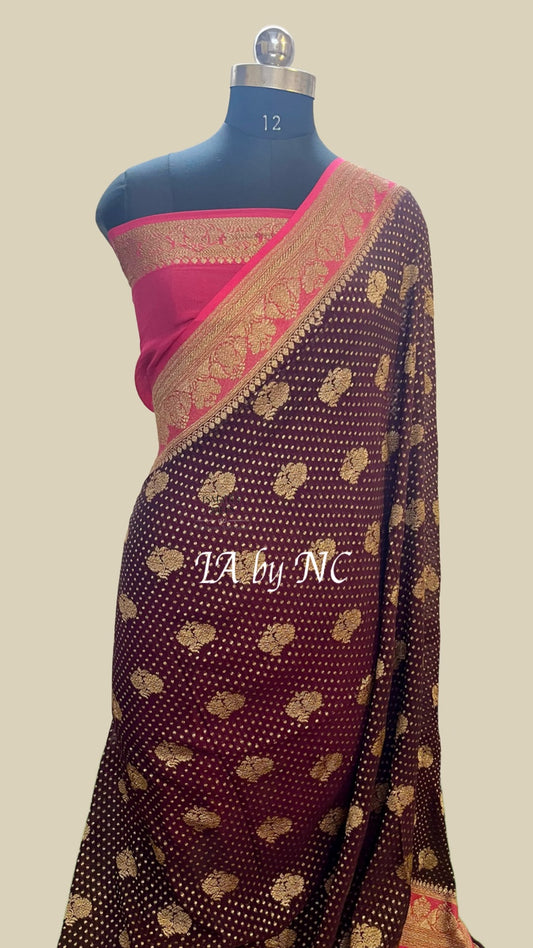 Hickory Banarasi Pure Khaddi Georgette Saree