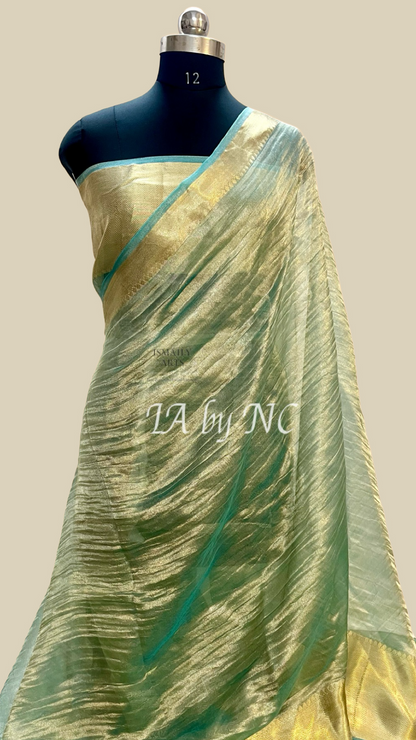 Turquoise Banarasi Pure Tissue Silk Saree