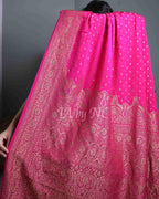 Fuschia Banarasi Pure Khaddi Georgette Crepe Saree