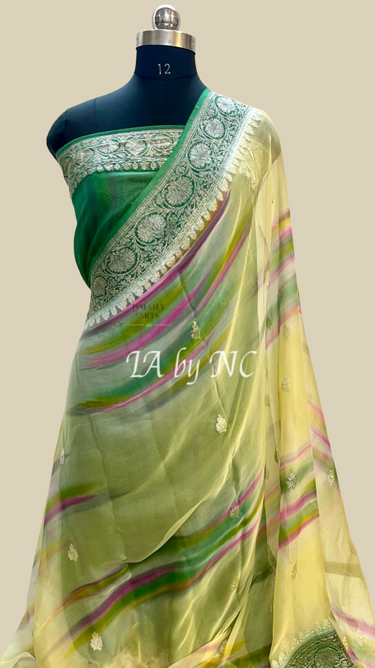Hunter Banarasi Pure Khaddi Georgette Kadwa Saree