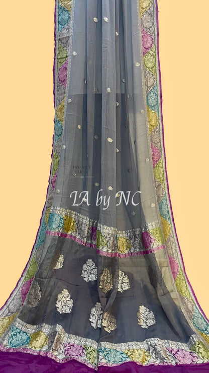 Iron Banarasi Pure Khaddi Georgette Kadwa Saree