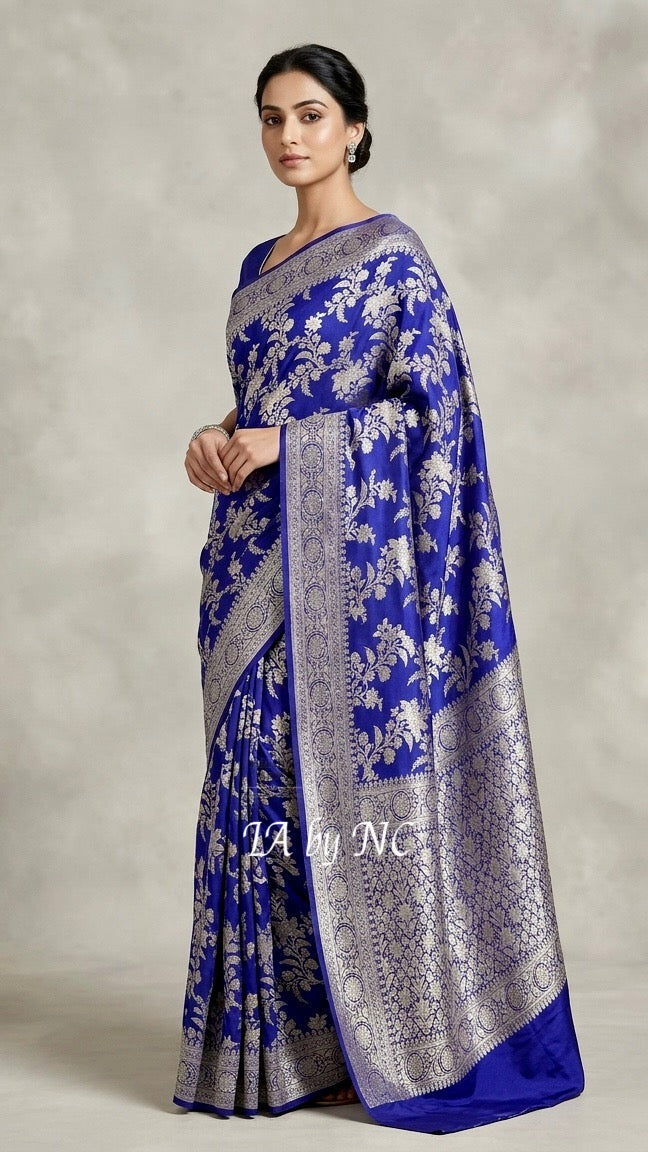 Grape Banarasi Pure Chiffon Georgette Saree