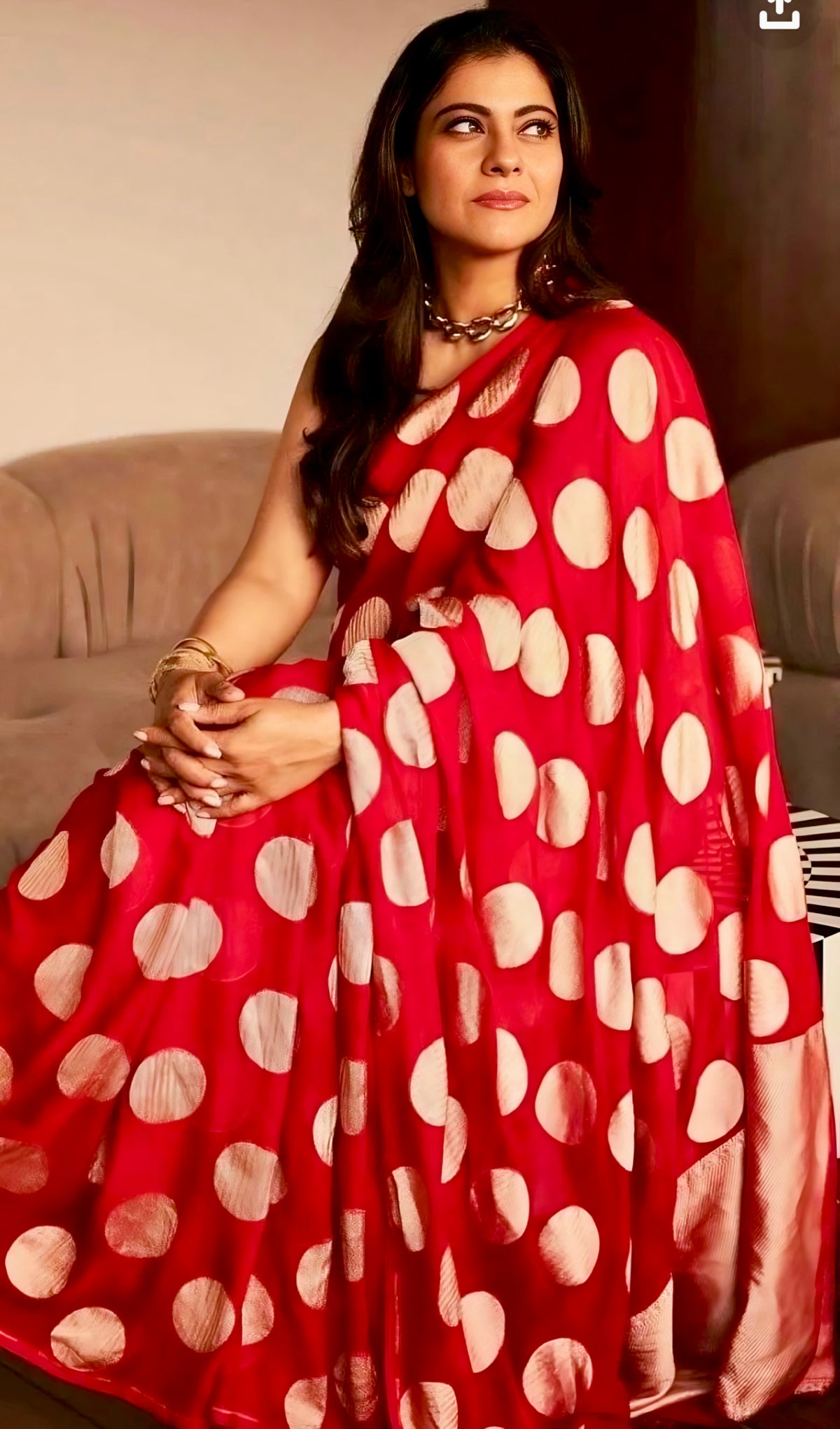 Kajol inspired Crimson Banarasi Pure Khaddi Georgette Saree