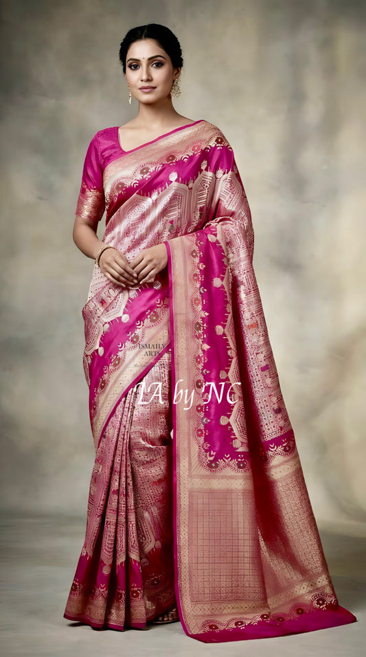 Rani Banarasi Pure Khaddi Tussar Georgette Designer Saree
