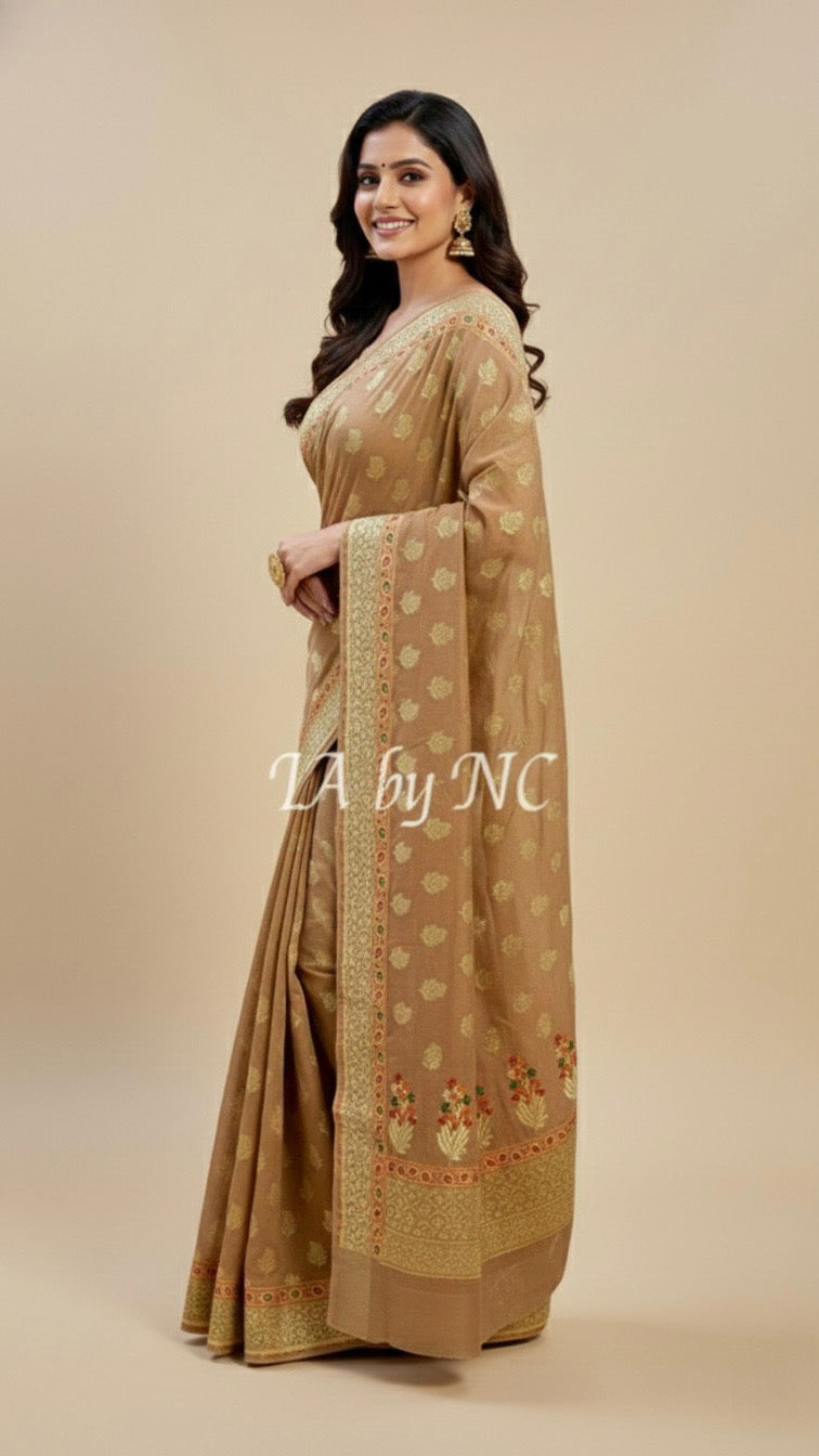 Tortilla Banarasi Pure Khaddi Georgette Saree