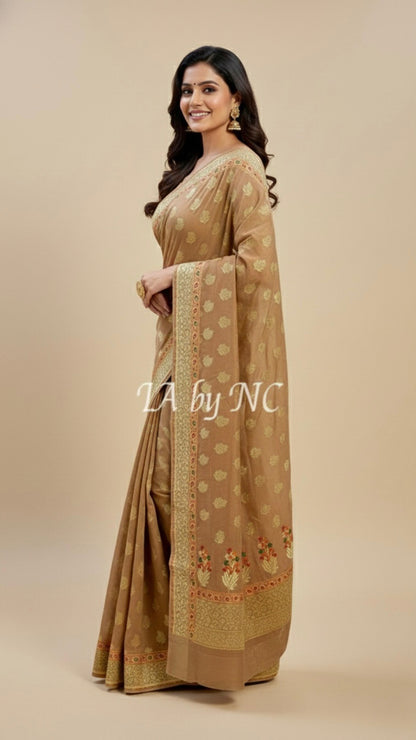 Tortilla Banarasi Pure Khaddi Georgette Saree