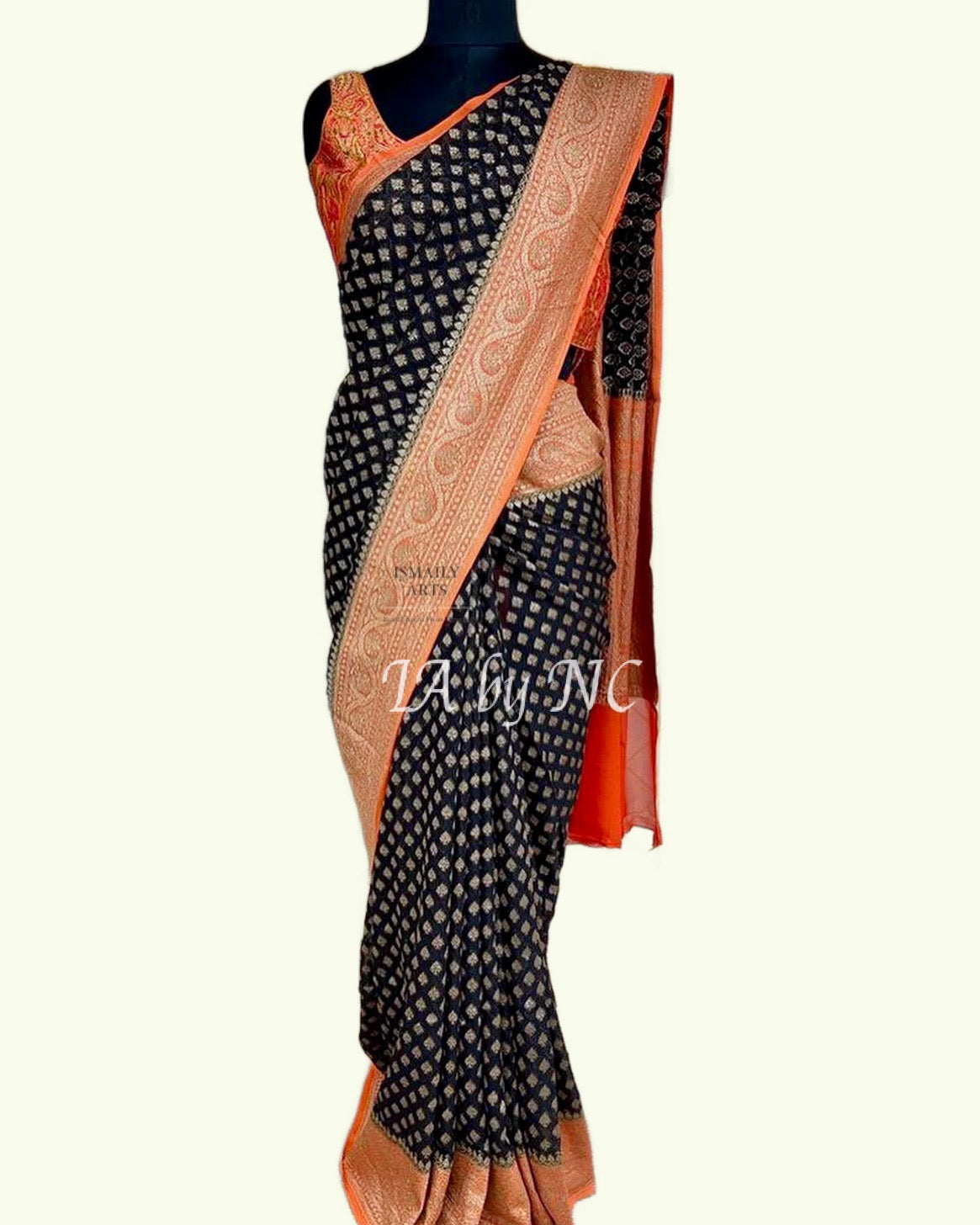 Black Banarasi Pure Khaddi Georgette Saree