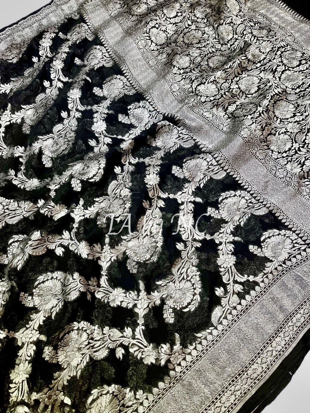 Black Banarasi Pure Khaddi Georgette Saree