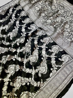 Black Banarasi Pure Khaddi Georgette Saree