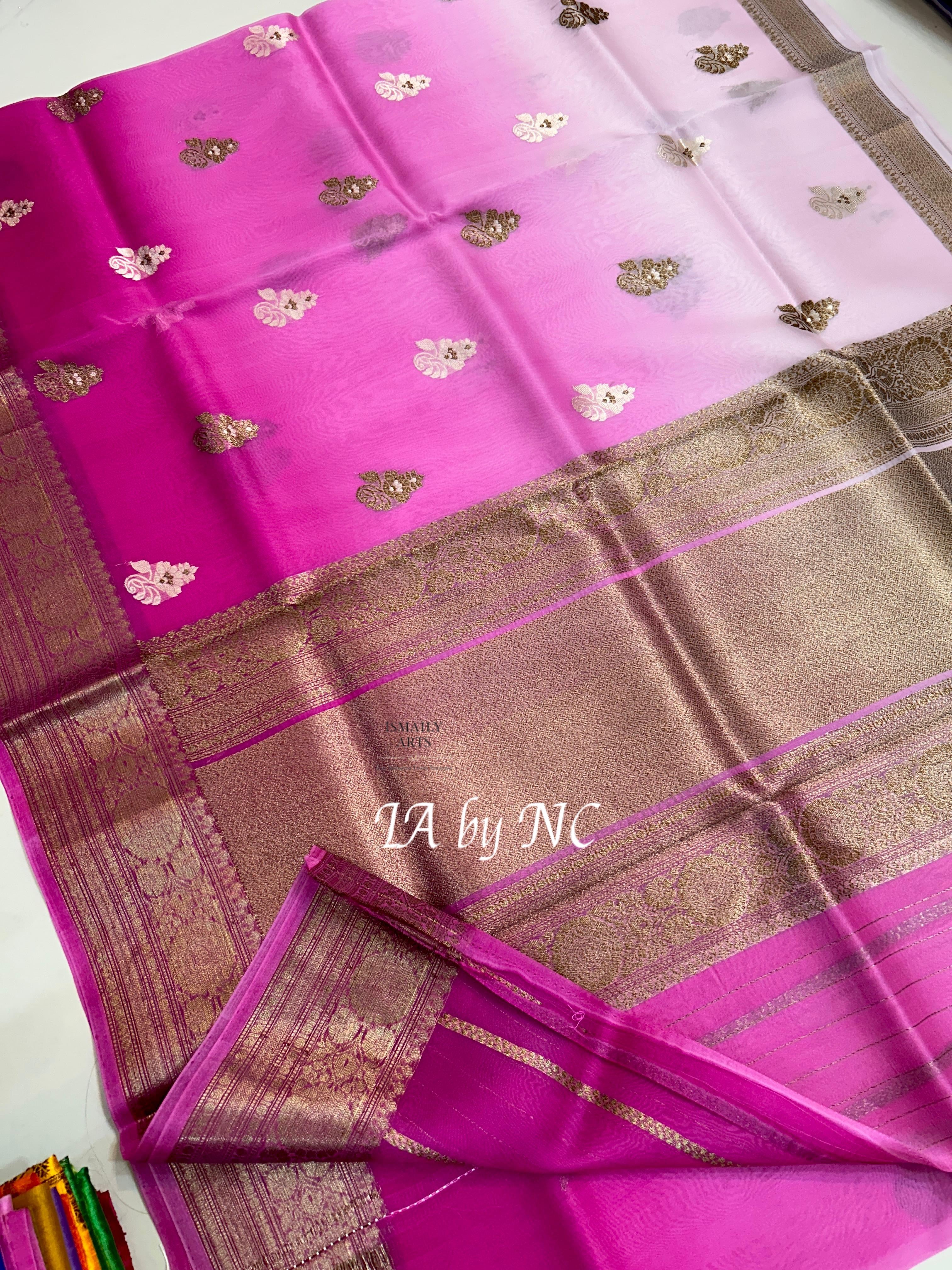 Rani Banarasi Pure Kora Silk Kadwa Saree