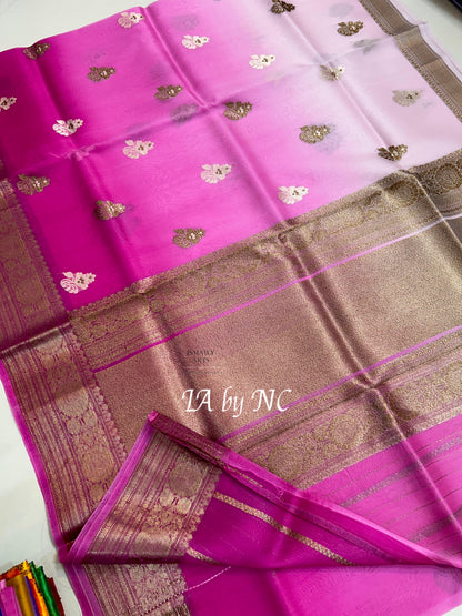 Rani Banarasi Pure Kora Silk Kadwa Saree
