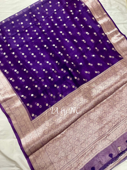 Grape Banarasi Pure Tissue Silk Saree
