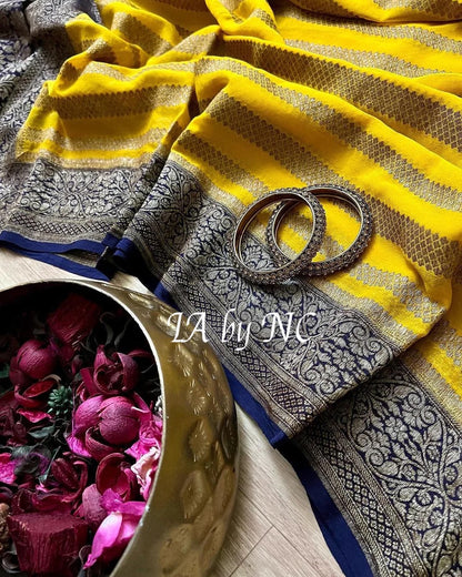 Bumblebee Banarasi Pure Khaddi Georgette Saree