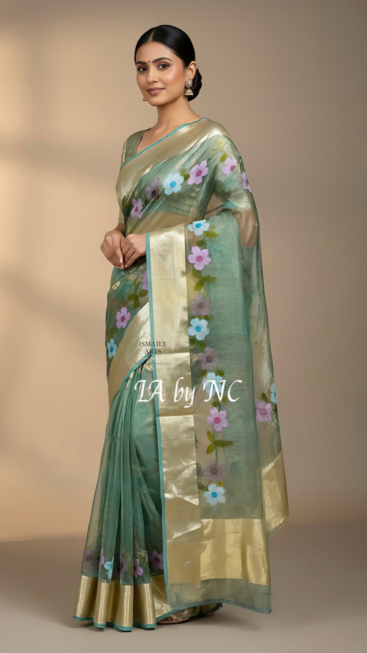 Turquoise Banarasi Pure Tissue Silk Saree