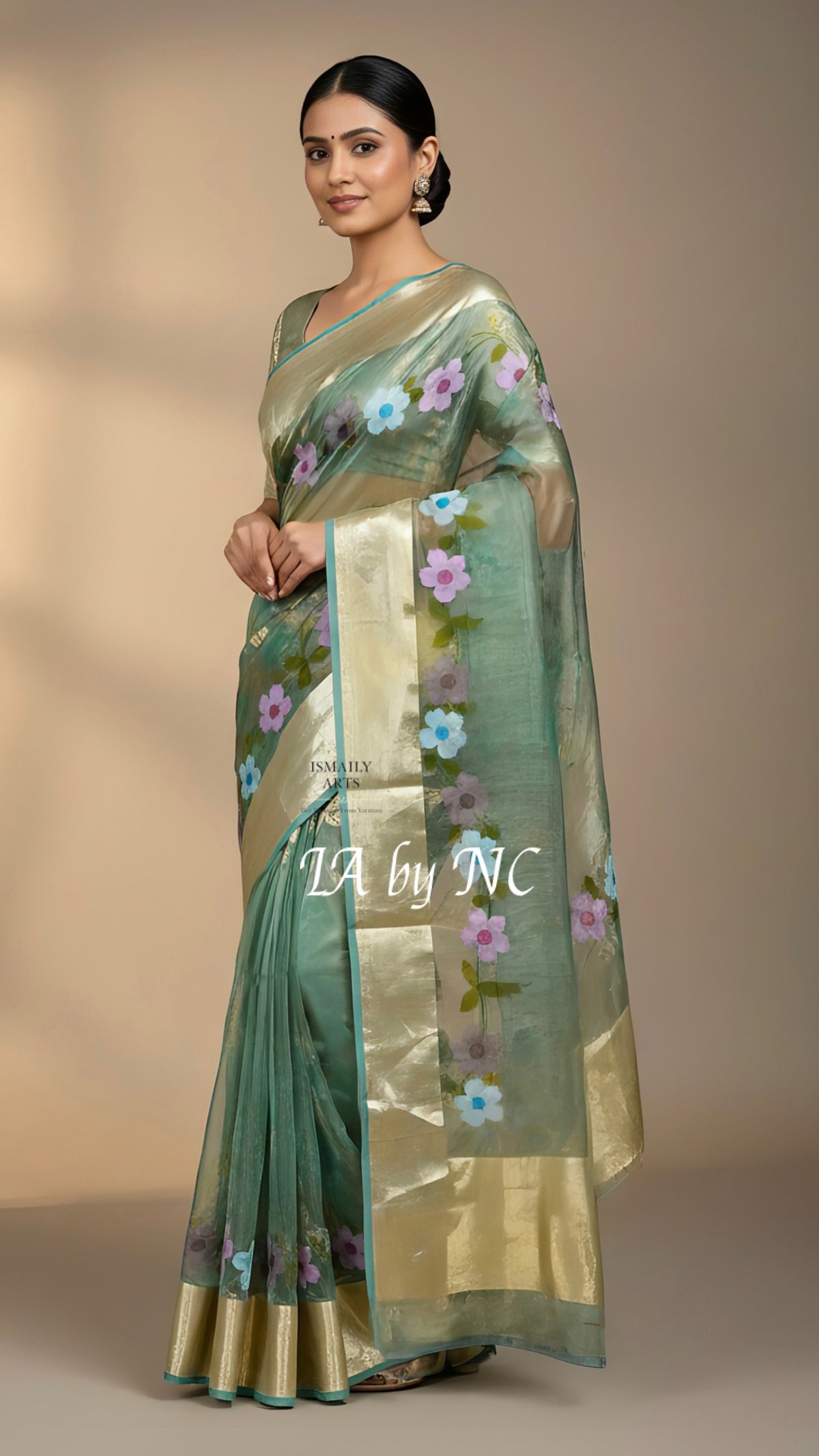 Turquoise Banarasi Pure Tissue Silk Saree