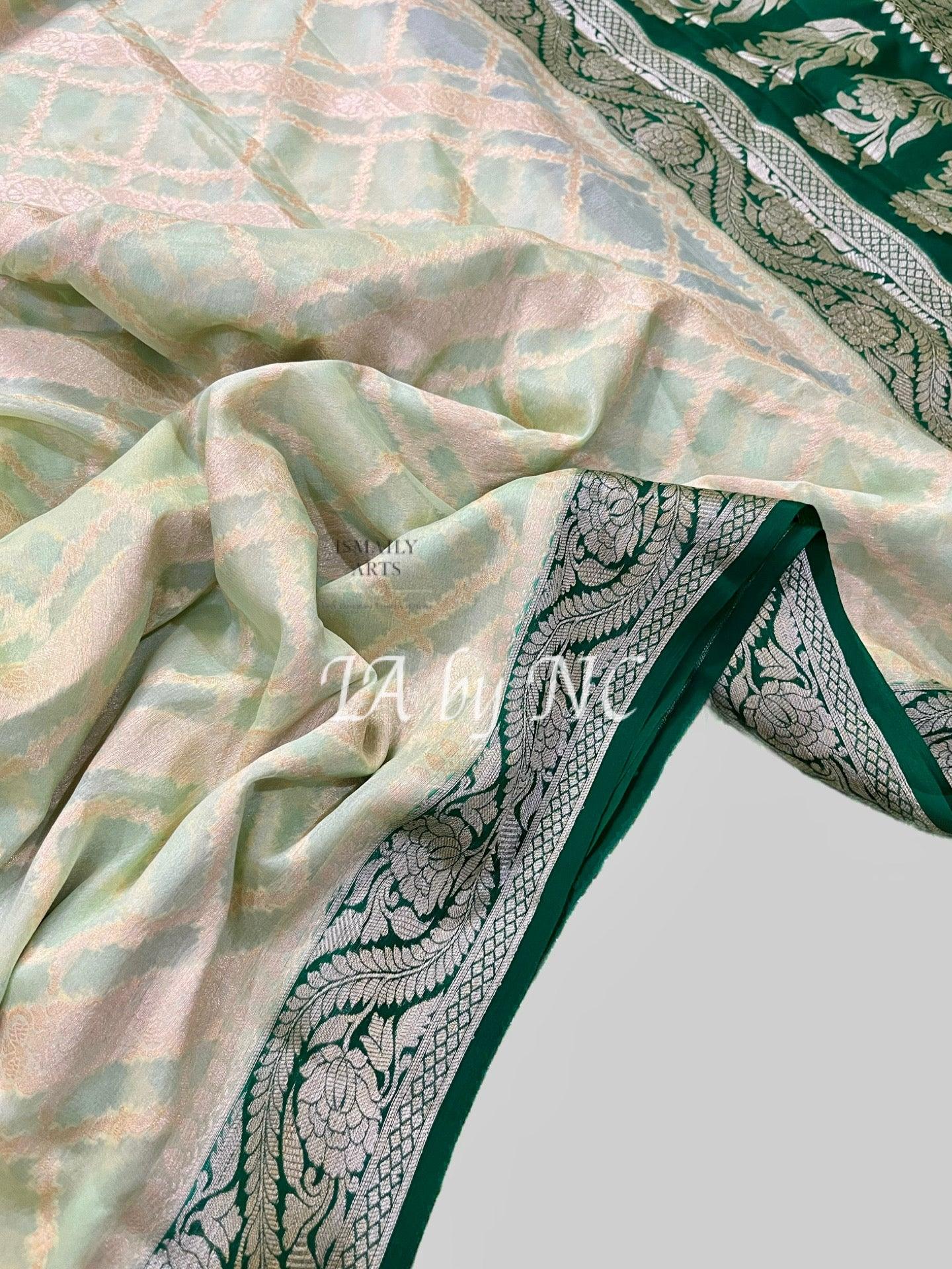 Tea Banarasi Pure Chiffon Georgette Saree