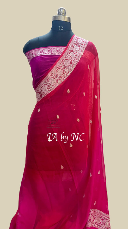 Ruby Banarasi Pure Khaddi Georgette Kadwa Saree