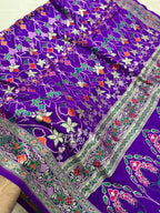 Grape Banarasi Pure Khaddi Georgette Saree