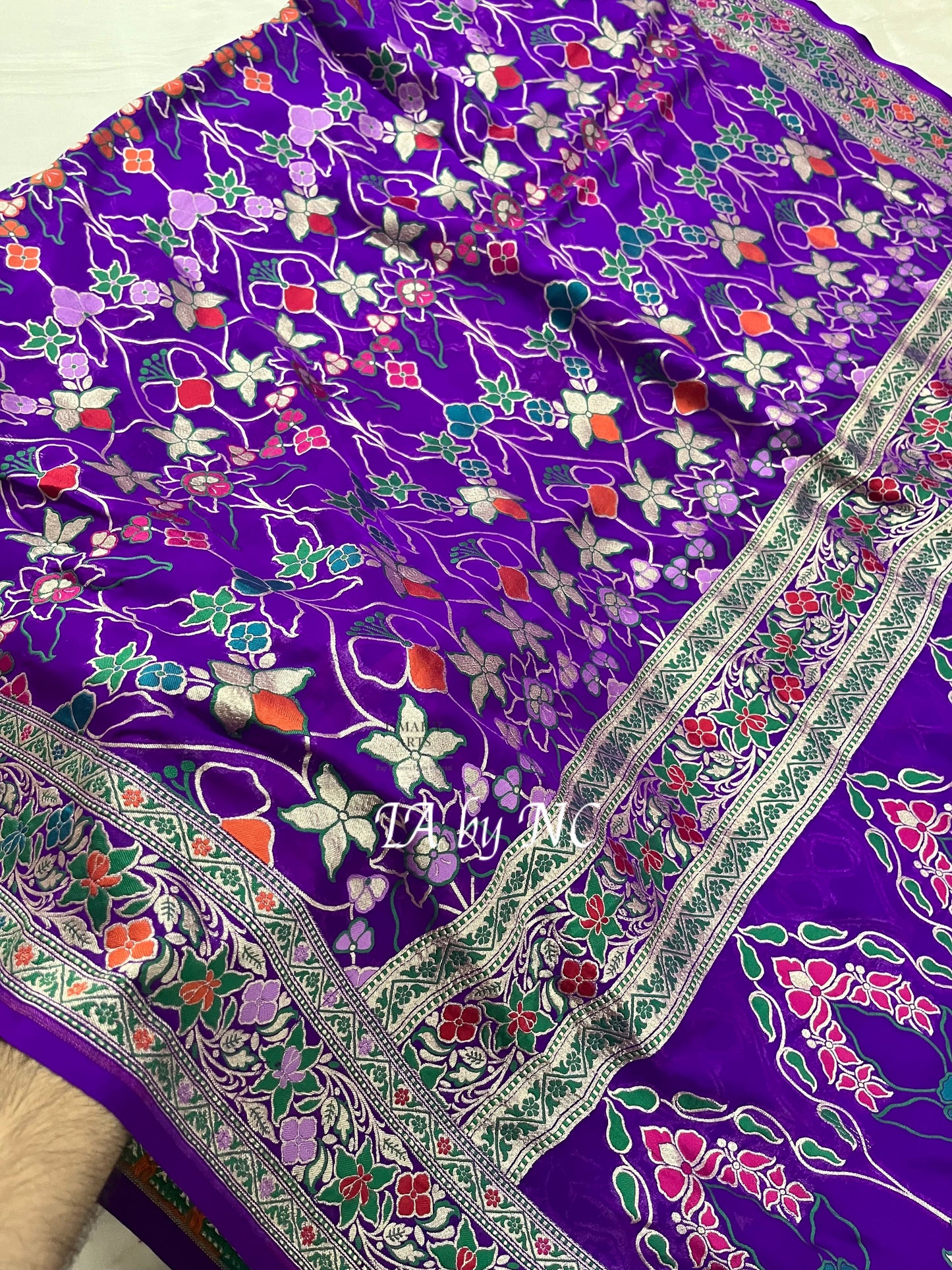 Grape Banarasi Pure Khaddi Georgette Saree