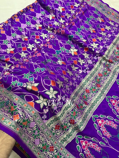 Grape Banarasi Pure Khaddi Georgette Saree