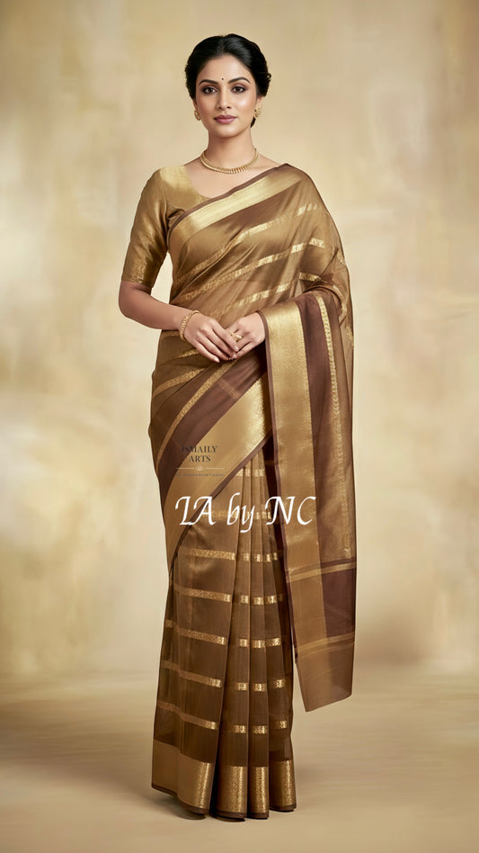 Walnut Banarasi Pure Tissue Silk Saree