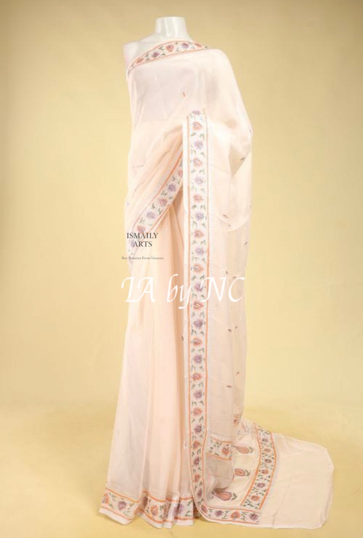 Beige Banarasi Pure Khaddi Georgette Saree