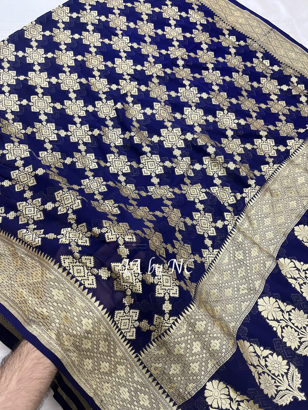 Denim Banarasi Pure Khaddi Georgette Saree