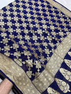 Denim Banarasi Pure Khaddi Georgette Saree