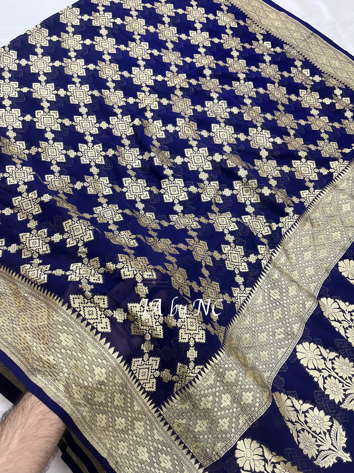 Denim Banarasi Pure Khaddi Georgette Saree