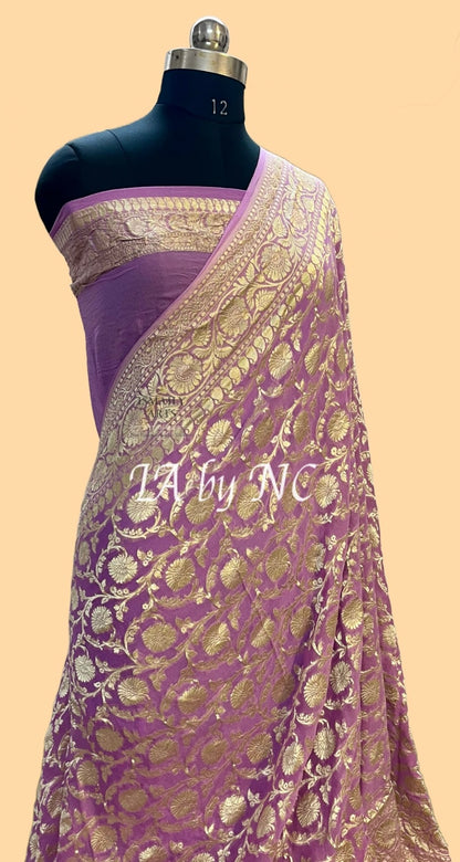 Orchid Banarasi Pure Khaddi Georgette Saree