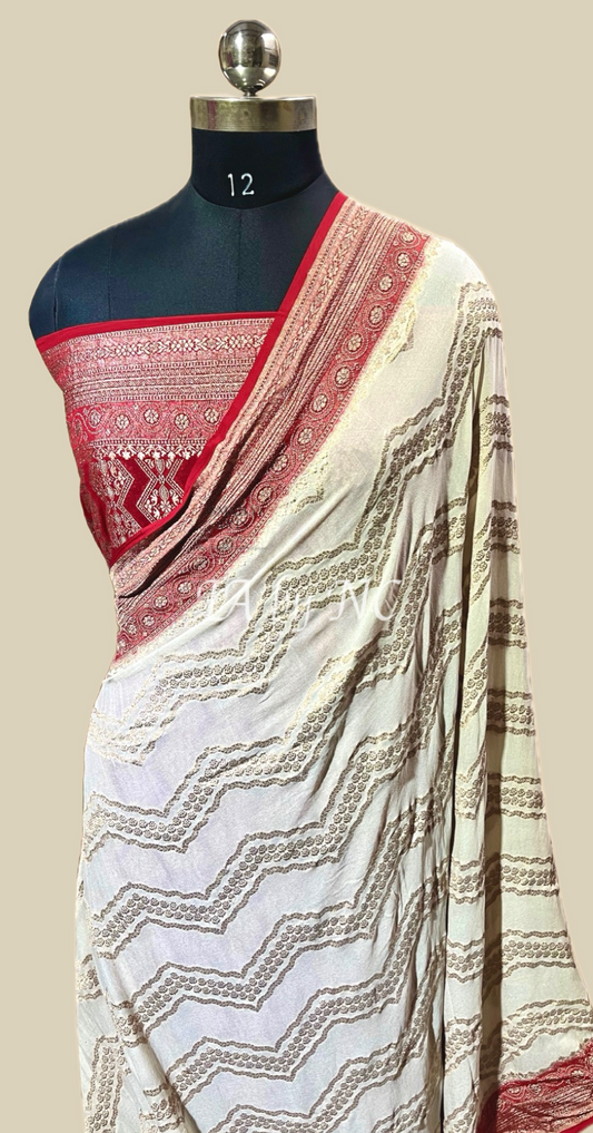 Crimson Banarasi Pure Khaddi Georgette Saree