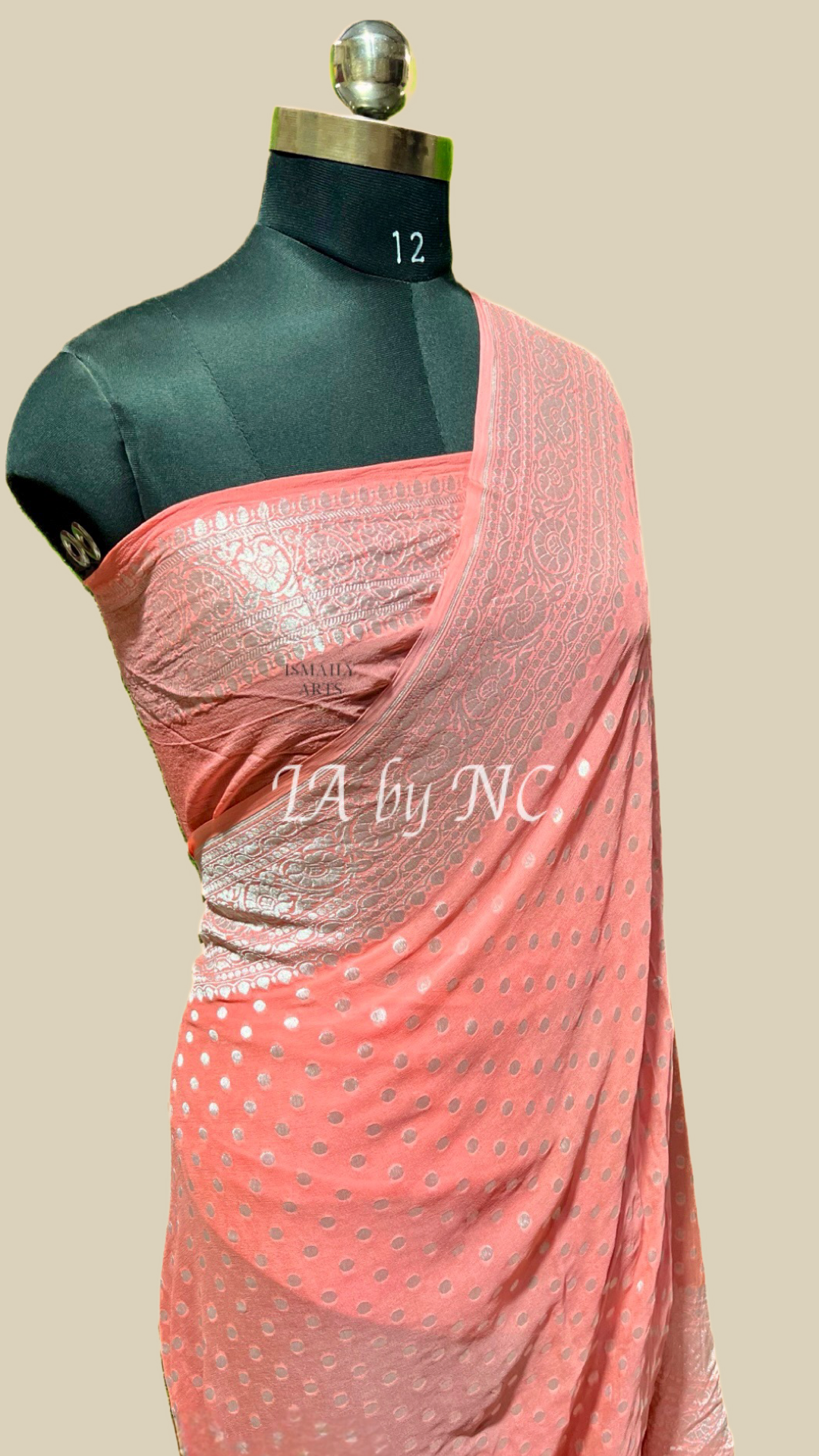 Peach Banarasi Pure Khaddi Georgette Saree