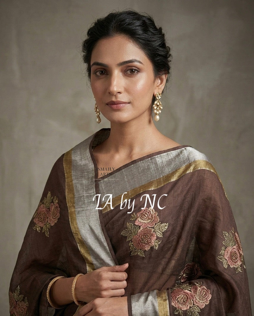 Walnut Banarasi Pure Munga Silk Saree