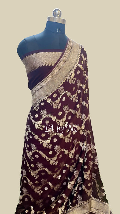 Hickory Banarasi Pure Khaddi Georgette Saree