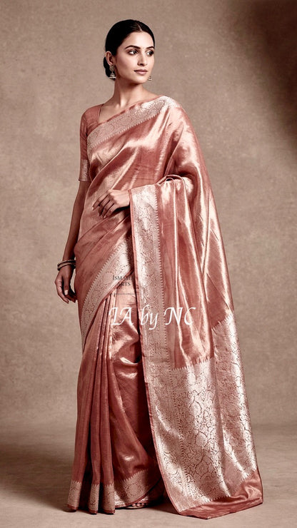 Burgundy Banarasi Pure Tissue Silk Saree