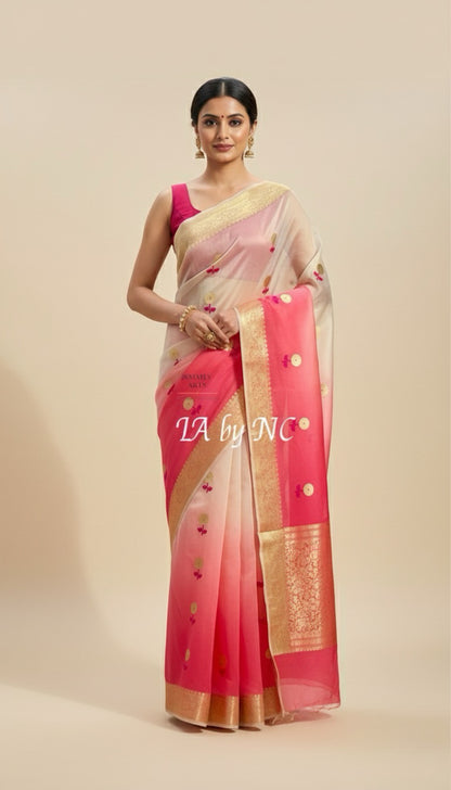Punch Banarasi Pure Kora Silk Kadwa Saree
