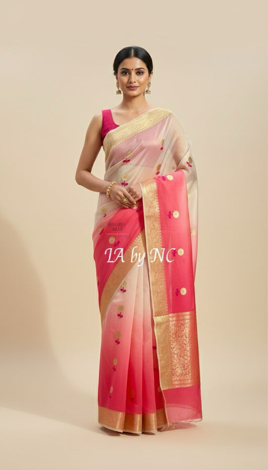 Punch Banarasi Pure Kora Silk Kadwa Saree