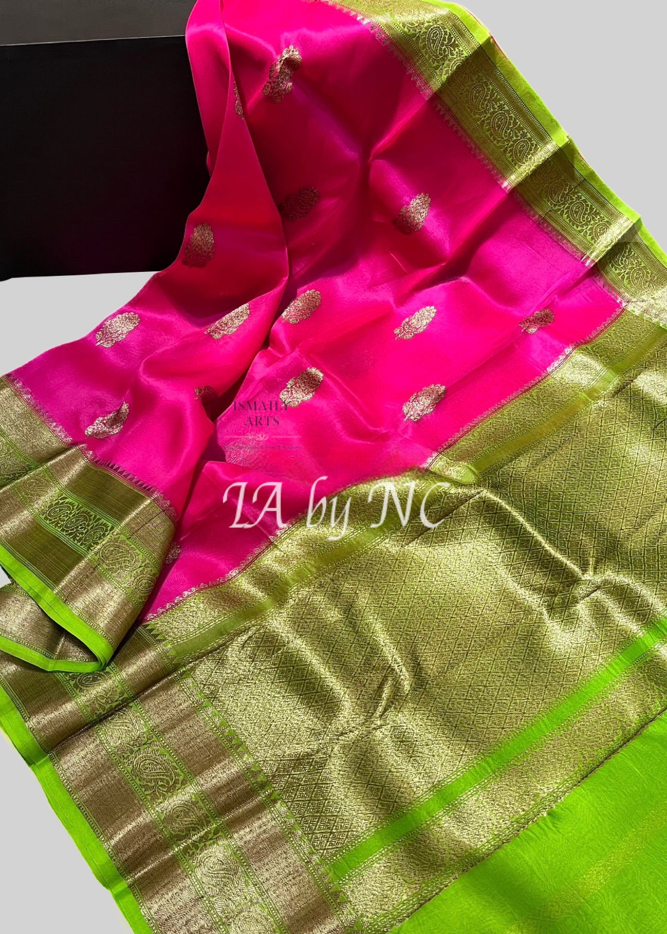 Neon Banarasi Pure Kora Organza Kadwa Saree